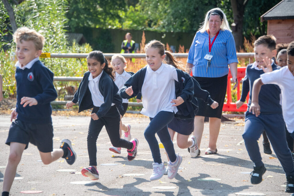 a picture of students in the playground